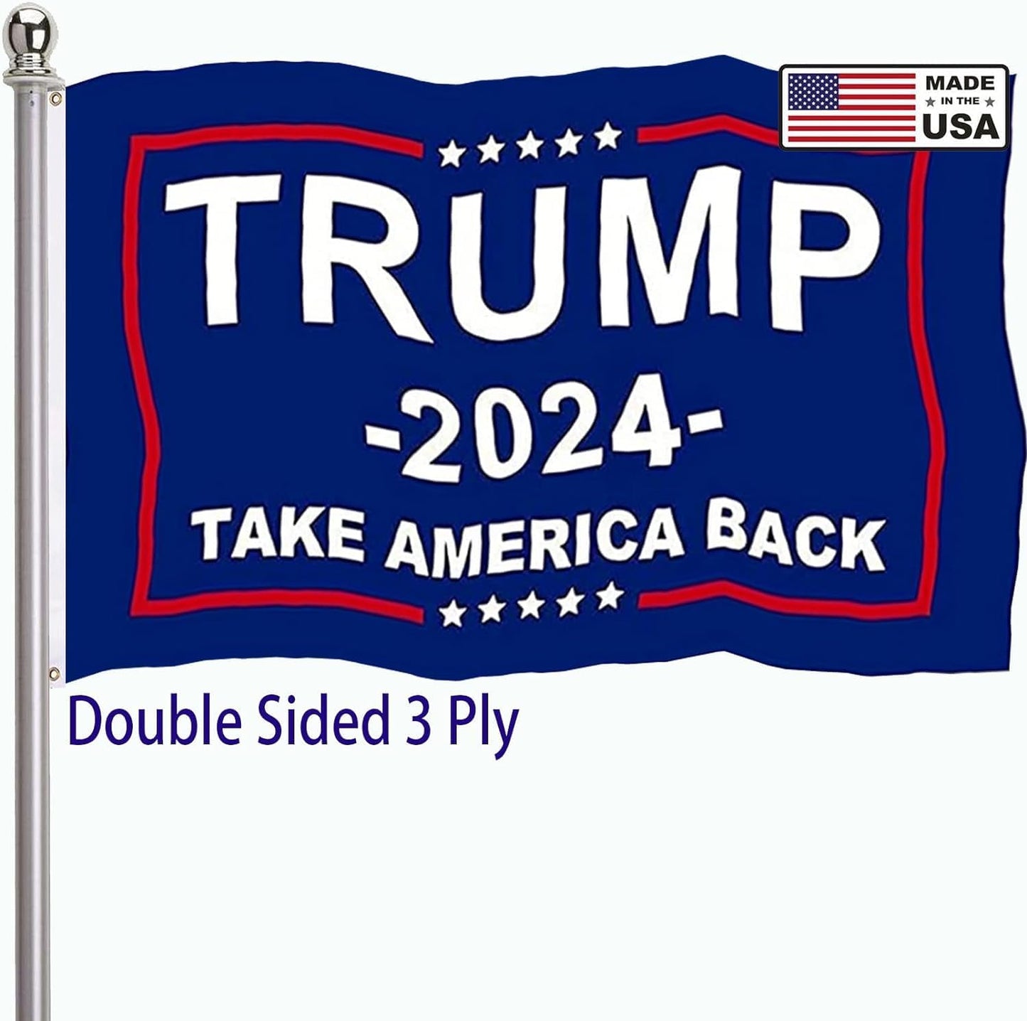 Trump 2024 “Take America Back” Flag – Double-Sided, (3x5ft, 3-Ply)