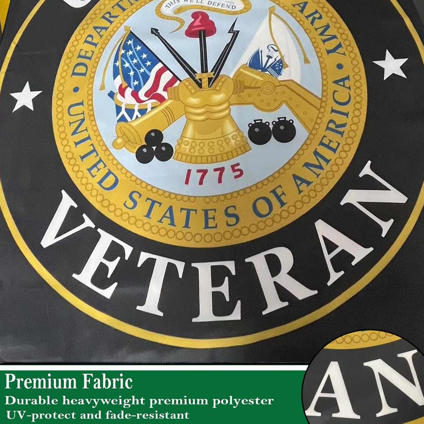 Army Veteran Emblem Flag – Double-Sided, 3-Ply Polyester (3x5ft)