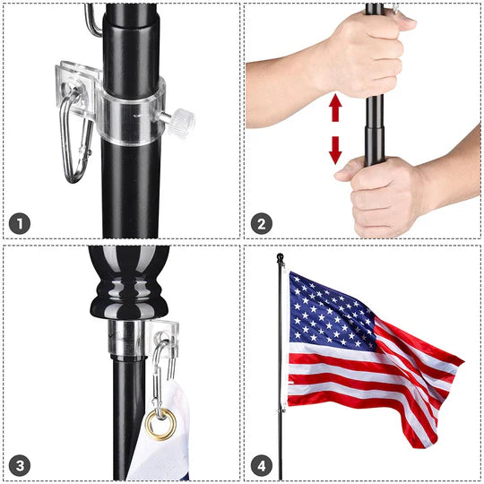 LINCOLN 6' Telescoping Wall Mount Flagpole Kit